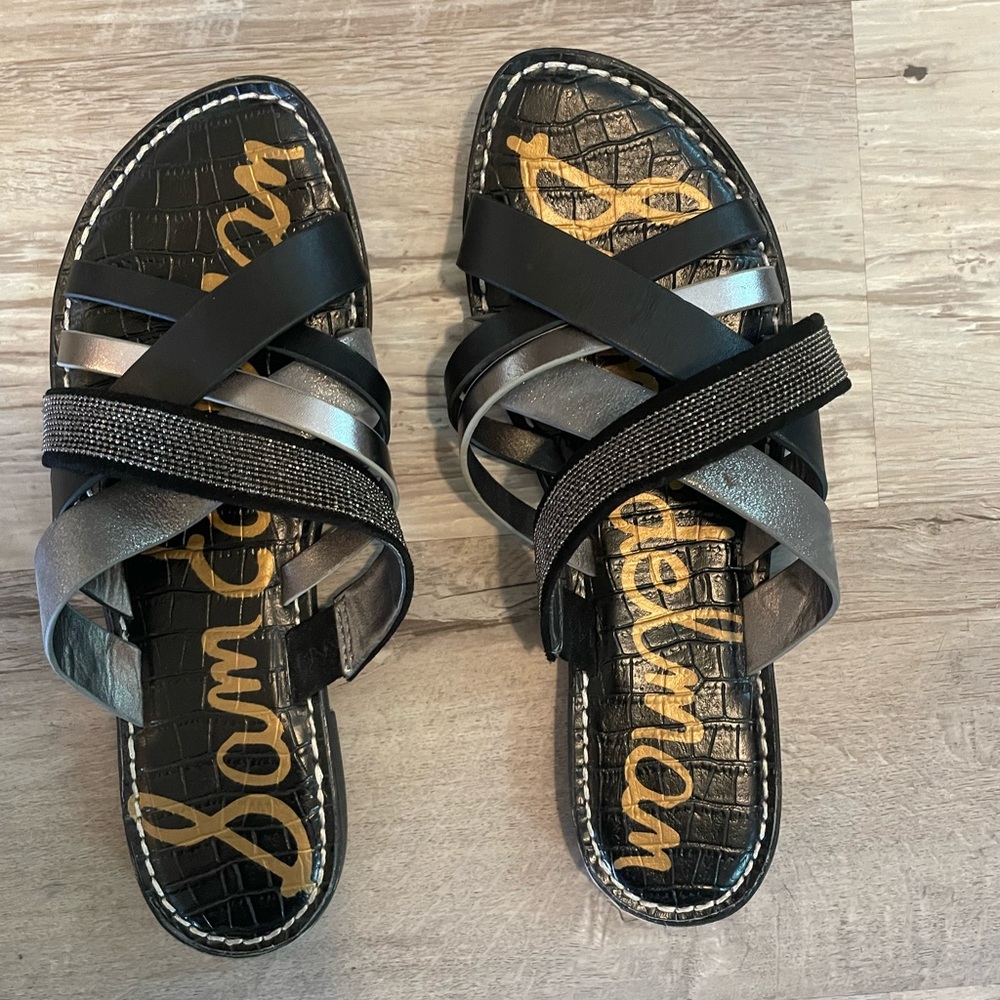Gently Used Sam Edelman Glennia Front Strap Sandal Black Size 8 - Picture 2 of 3